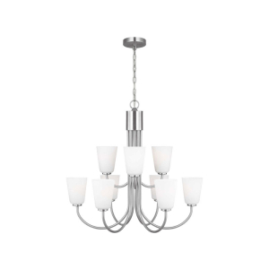 Generation Lighting GLC1139BS Miles 9-Light Brushed Nickel Cylinder Chandelier 120 Volt 75 Watts Max