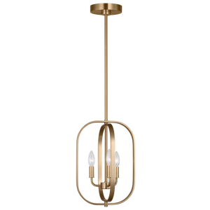 Generation Lighting GLC1293SB Loretto 3-Light Satin Brass Chandelier 120V 60 Watts Max