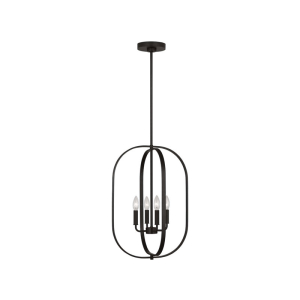 Generation Lighting GLC1304MBK Loretto 4-Light Midnight Black Chandelier 120V 60 Watts Max
