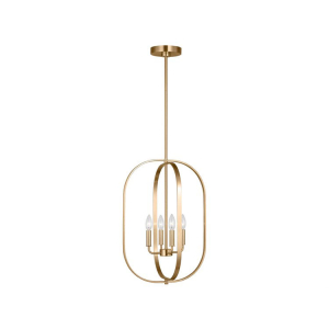 Generation Lighting GLC1304SB Loretto 4-Light Satin Brass Chandelier 120V 60 Watts Max