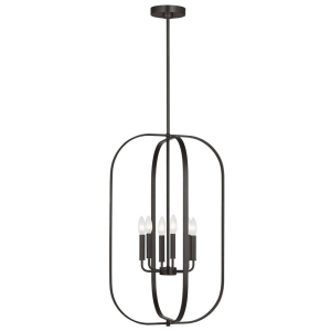 Generation Lighting GLC1316MBK Loretto 6-Light Midnight Black Chandelier 120V 60 Watts Max