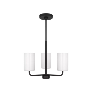 Generation Lighting GLC1003MBK Rhett 3-Light Midnight Black Small Chandelier 120 Volt 60 Watts Max