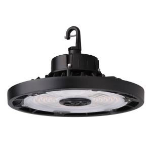 Halco HRHB-200-CS-U-BL-C2 HoverBay Round Highbay 200W CCT Selectable Universal Voltage 120-277 VAC Black Housing 6 Cord 277 Plug 100018