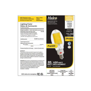 Halco Lighting Technologies HiLED85S-840-EX39  HiLED Lamp 60W-85W 4000K Selectable Lumens (11100/12580/15725) ED37 Bulb with EX39/E39 Base 84908 