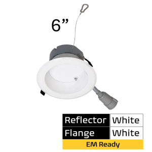 Halco Lighting Technologies CDLEM-6-LS-CS-WH-DDV 6in Commercial Downlight Emergency Battery Ready Lumen Output and CCT Select 120-277V  Dimmable TRIAC/ELV & 0-10V White Ref 89219 