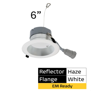 Halco Lighting Technologies CDLEM-6-LS-CS-HZWH-DDV 6in Commercial Downlight Emergency Battery Ready Lumen Output and CCT Select 120-277V  Dimmable TRIAC/ELV & 0-10V Haze Re 89223 