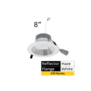 Halco Lighting Technologies CDLEM-8-LS-CS-HZWH-DDV 8in Commercial Downlight Emergency Battery Ready Lumen Output and CCT Select 120-277V Dimmable TRIAC/ELV & 0-10V Haze Ref 89224 
