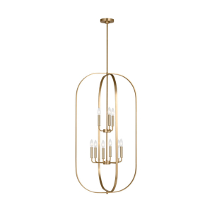 Generation Lighting GLC1329SB Loretto 9-Light Satin Brass Chandelier 120V 60 Watts Max
