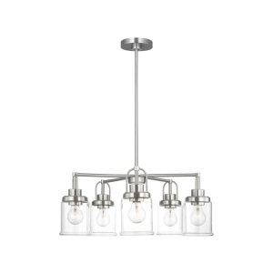 Generation Lighting  GLC1175BS Anders 5-Light Brushed Nickel Cylinder Chandelier 120 Volt 60 Watts Max